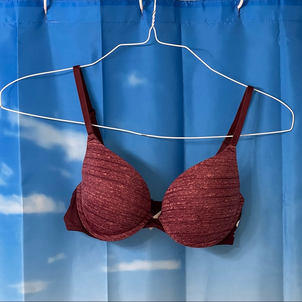 Victoria's Secret Pink Bra Wear Everywhere Maroon Heathered Push Up 34B